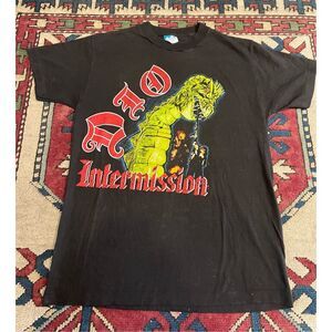 Vintage Dio Heavy Metal Band Shirt Intermission Medium Black Accept Satan